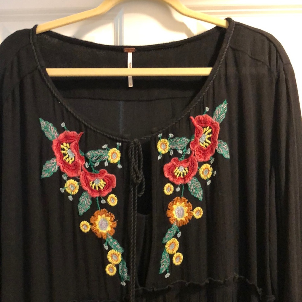 Free People embroidered tunic dress w/slip
